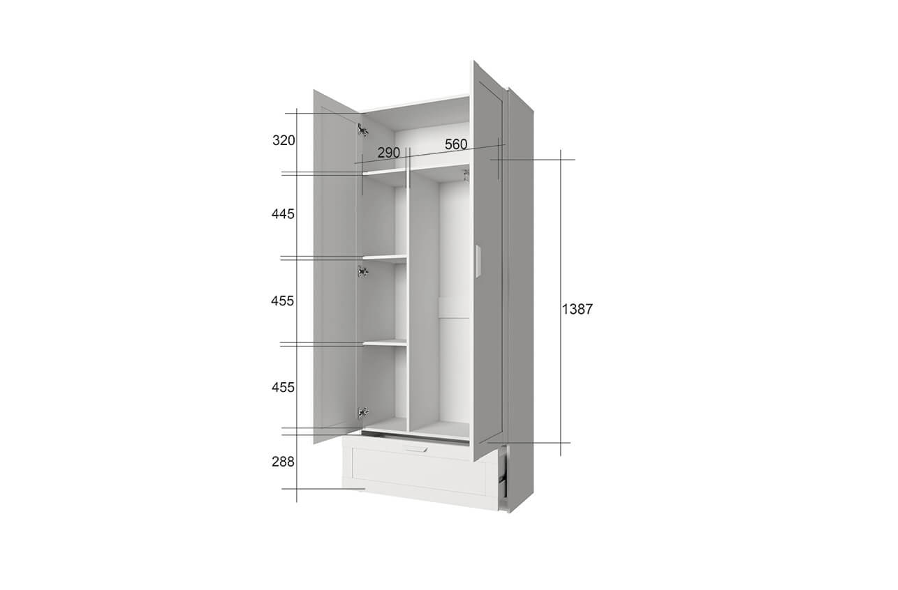 картинка Шкаф 2D1S от магазина Ясень